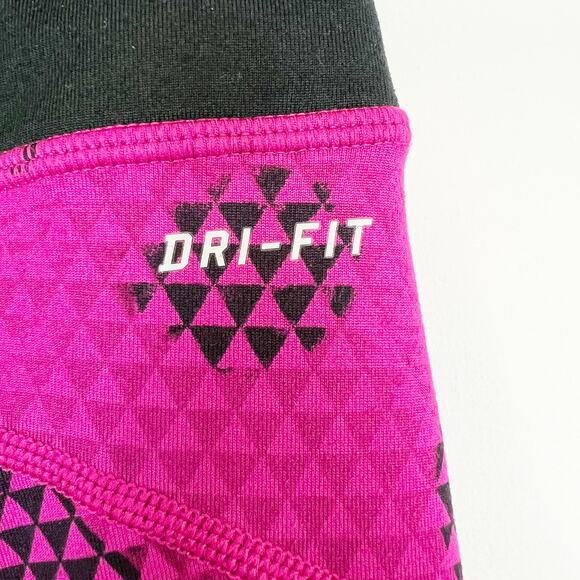 Nike Dri-Fit Geometric Pink & Black Leggings Women's Large - Picture 8 of 16